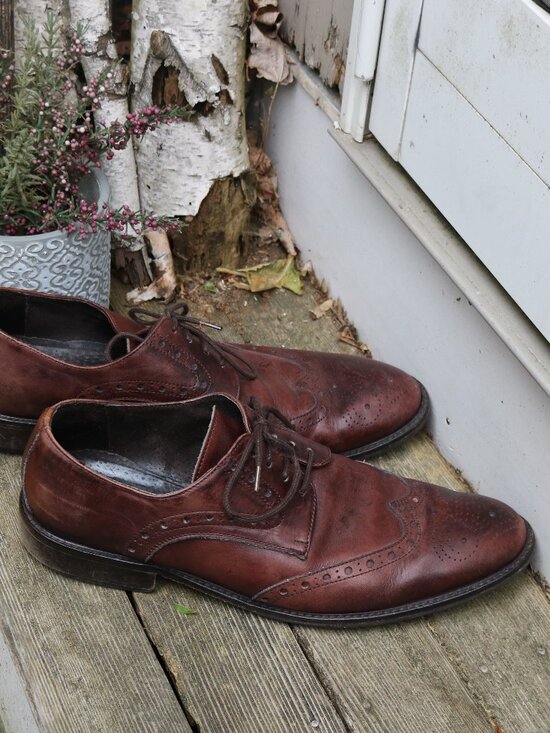 Vero Cuoio Italy Handcrafted Brown Leather Classic Wingtip Oxford Sz 45 -US 11.5 main image 4